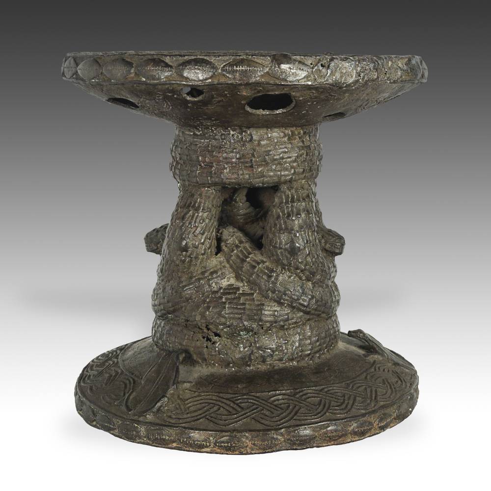 Stool with Snake & Frog Motifs