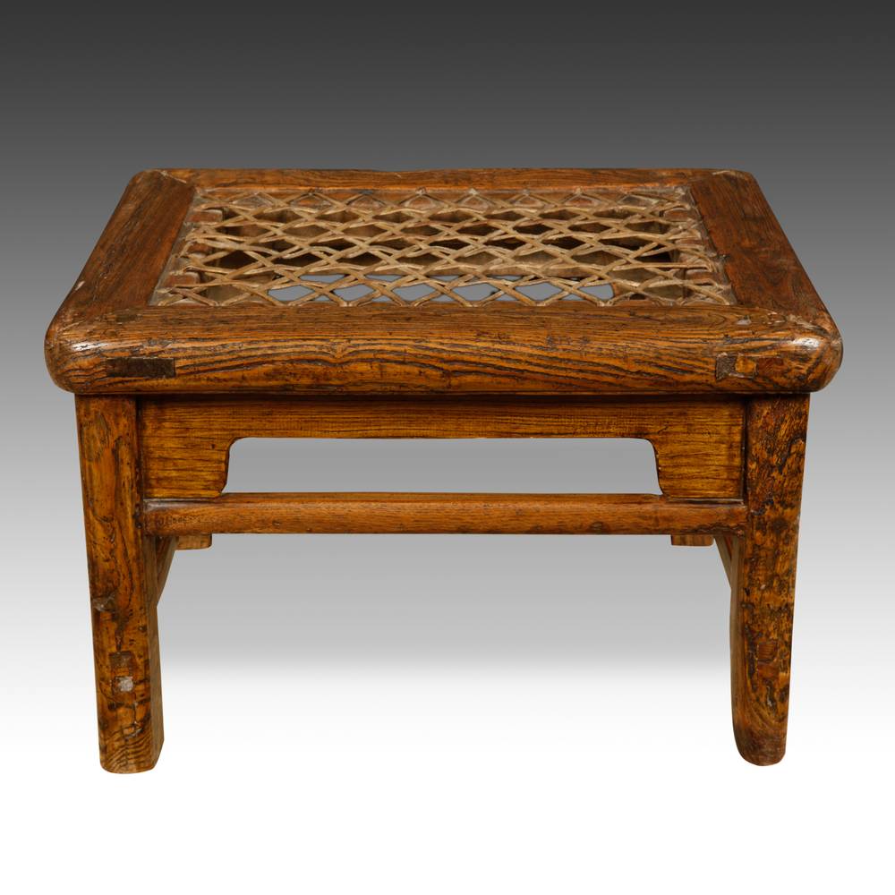 Footstool with Woven Seat