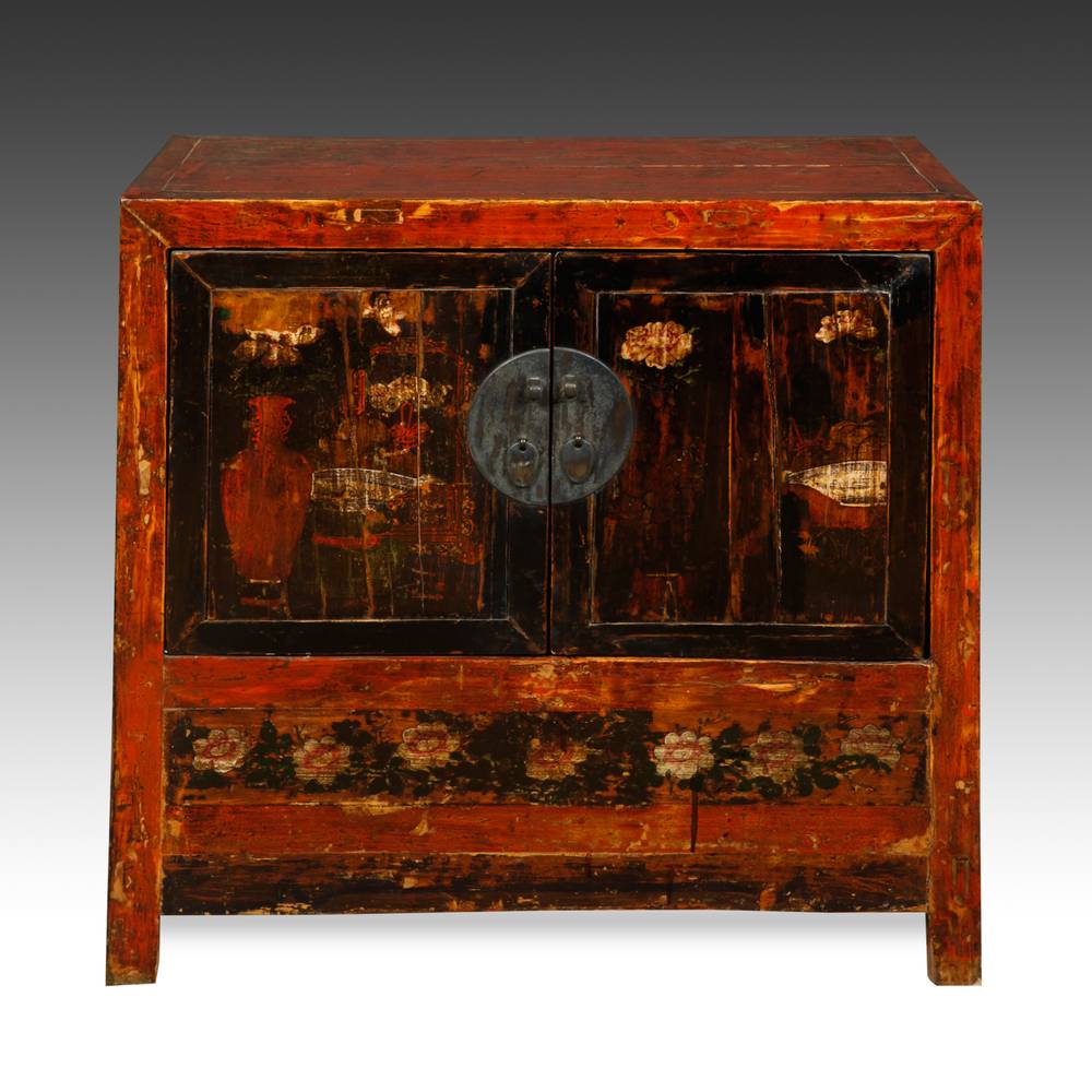 Cabinet with 2 Doors, with Floral Motif