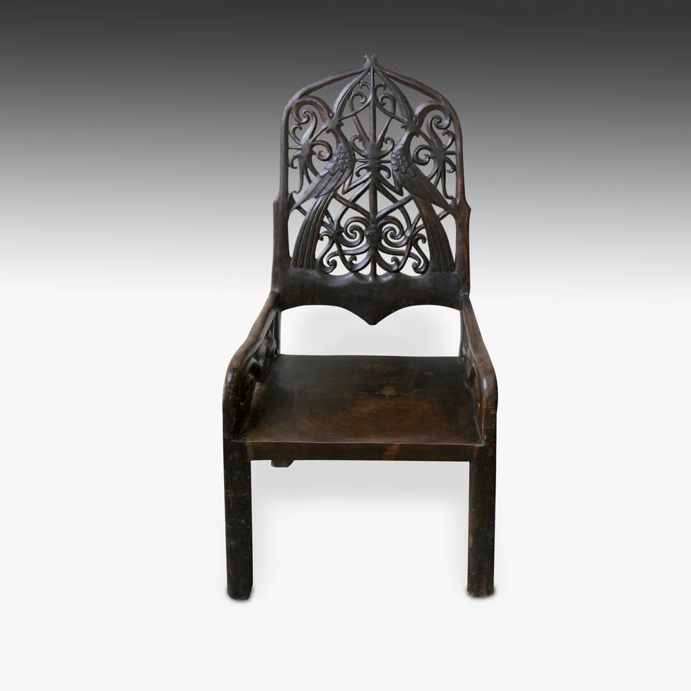 Throne Chair with Hornbill Motifs