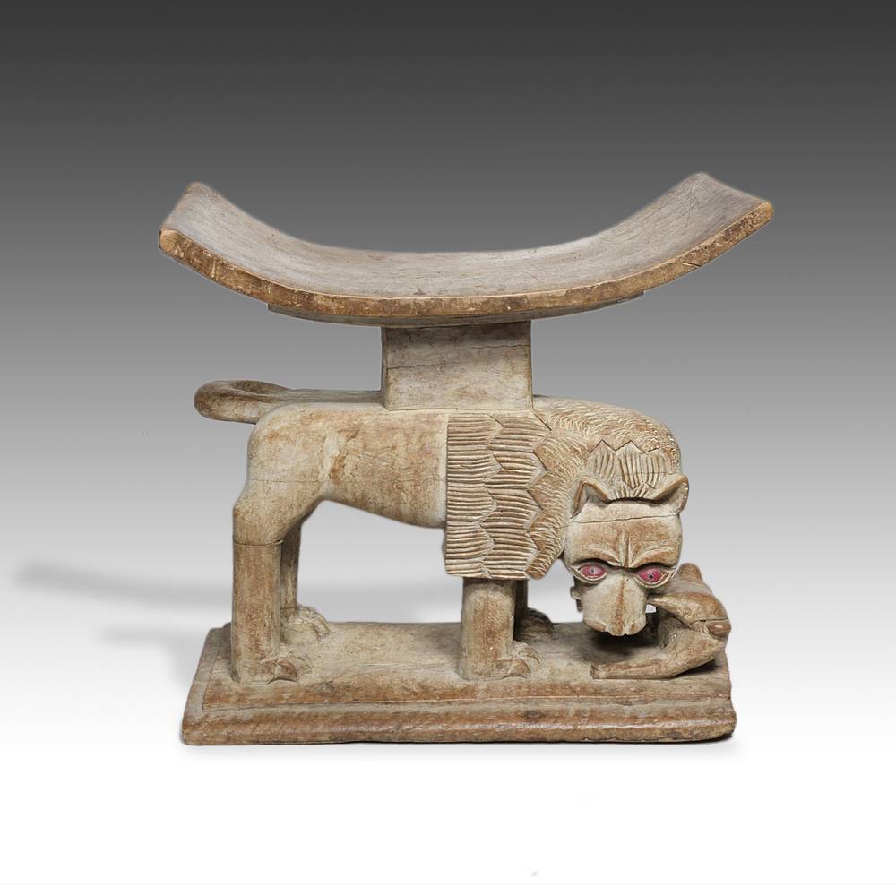 Royal Stool Depicting Lion and Prey